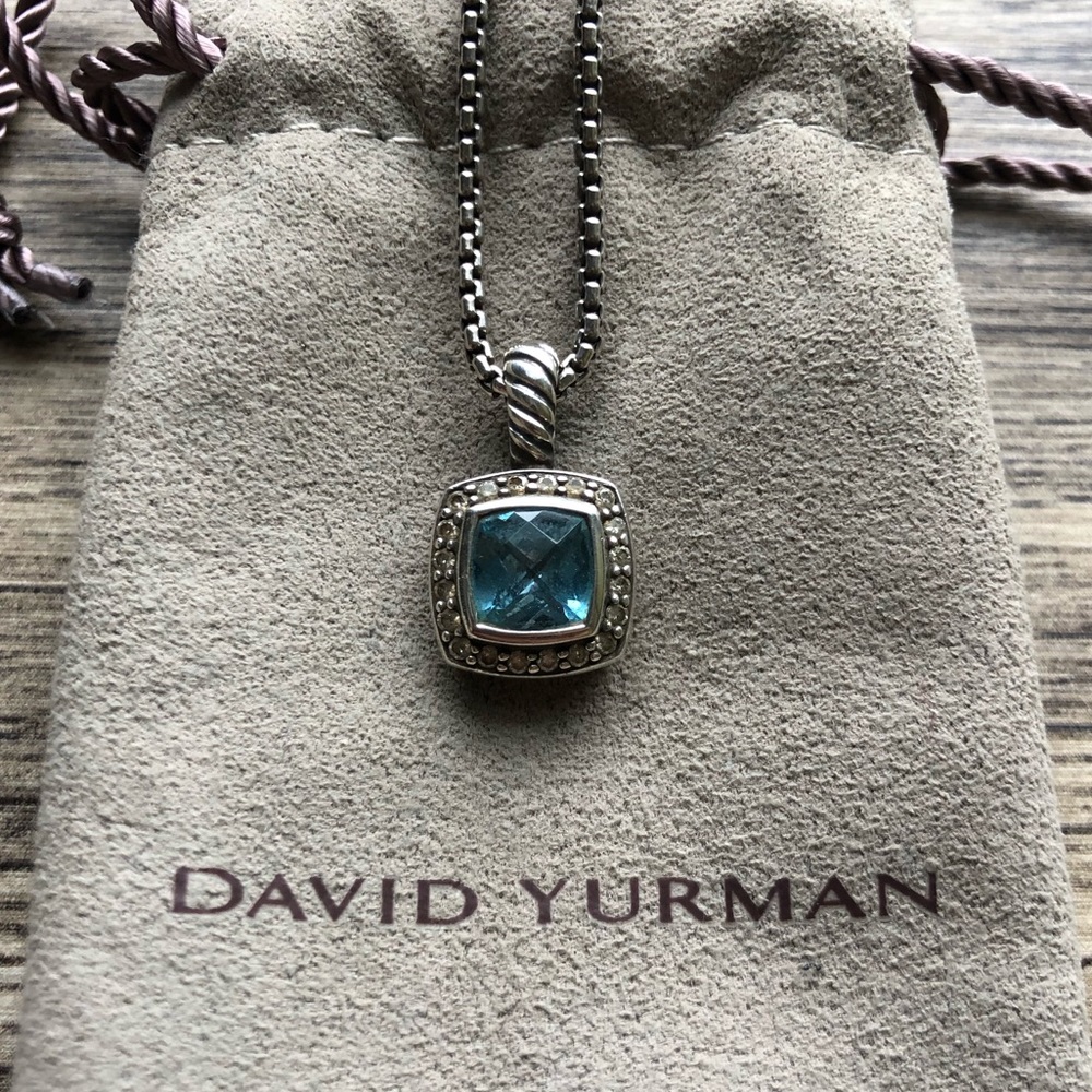 Petite Albion Necklace with Blue Topaz & Diamonds - Picture 5 of 8